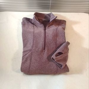 Athleta Runners Pullover Heather Plum Quarter Zip Ruched Sleeve Thumbholes Small